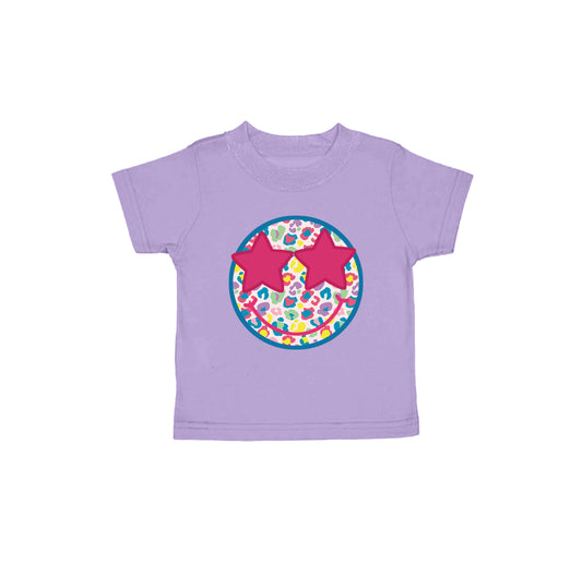 Baby Girls Lavender Short Sleeves Colorful Leopard Smile Tee Shirts Top Preorder