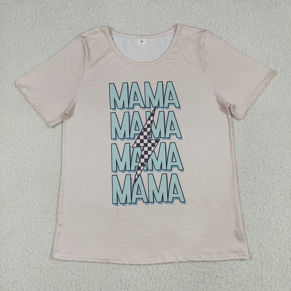Adult Women Short Sleeves MAMA Lightning Tee Shirts Tops