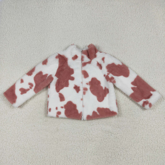 USA Shop Baby Girls Long Sleeves Pink Cow Print Zipper Cardigans Jackets Top