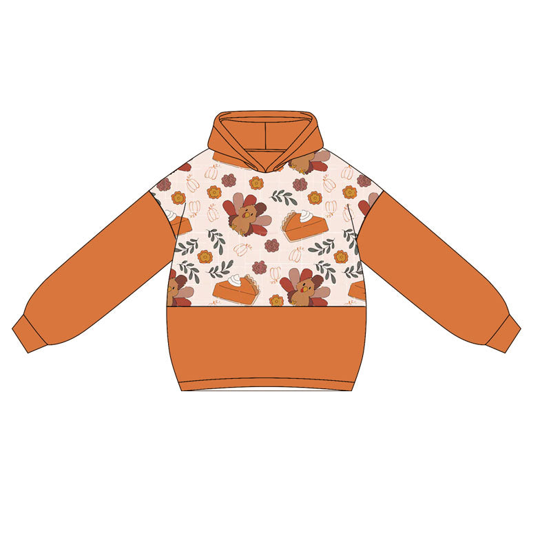 Baby Girls Orange Long Sleeves Turkey Cakes Hoodies Top Preorder