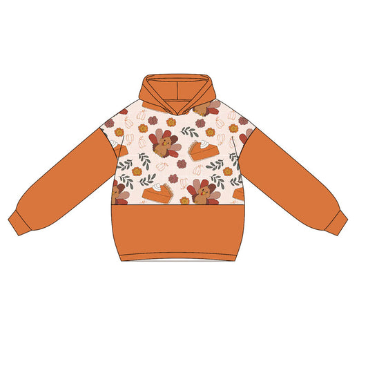 Baby Girls Orange Long Sleeves Turkey Cakes Hoodies Top Preorder
