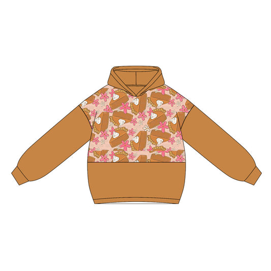 Baby Girls Khaki Long Sleeves Flowers Cakes Hoodies Top Preorder