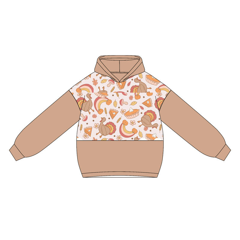 Baby Girls Gray Long Sleeves Turkey Flowers Hoodies Top Preorder