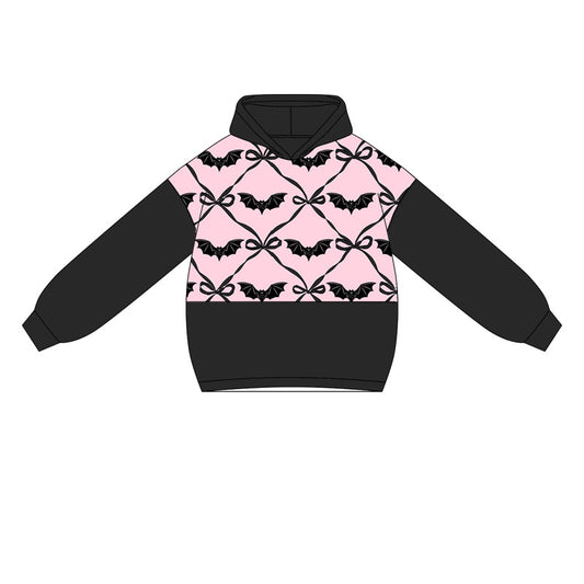 Baby Girls Black Long Sleeves Bows Bats Plaid Hoodies Top Preorder