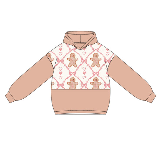 Baby Girls Peach Long Sleeves Hearts Gingerbread Hoodies Top Preorder