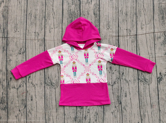 Baby Girls Pink Long Sleeves Bows Soldiers Checked Christmas Hoodies Top