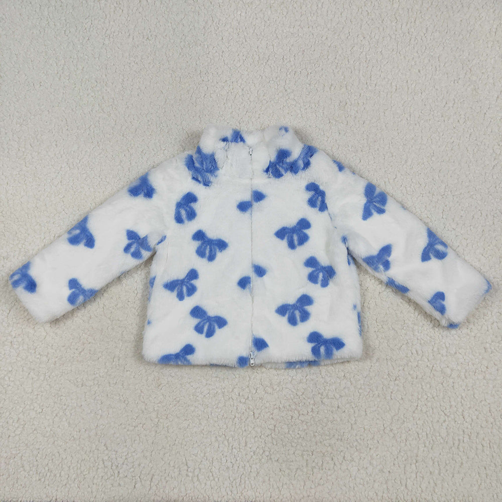 USA Shop Baby Girls Blue Bows Polar Fleece Zip Jackets Cardigans