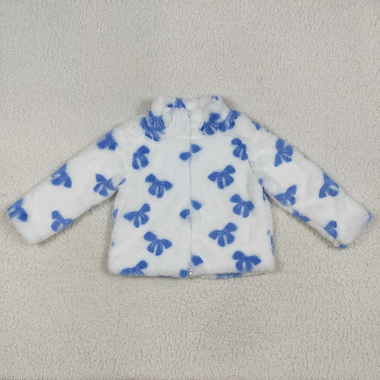 USA Shop Baby Girls Blue Bows Polar Fleece Zip Jackets Cardigans