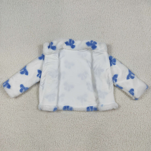 USA Shop Baby Girls Blue Bows Polar Fleece Zip Jackets Cardigans