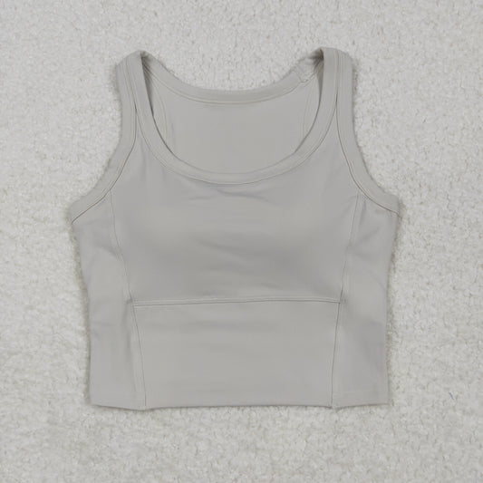 USA Adult Women Light Gray Sleeveless Yoga Active Vests Top