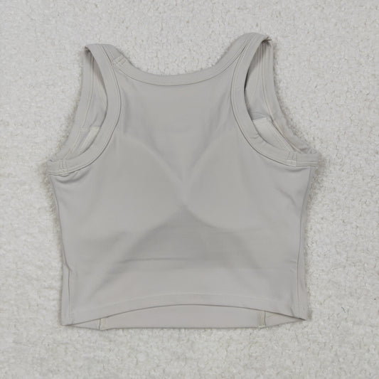 USA Adult Women Light Gray Sleeveless Yoga Active Vests Top