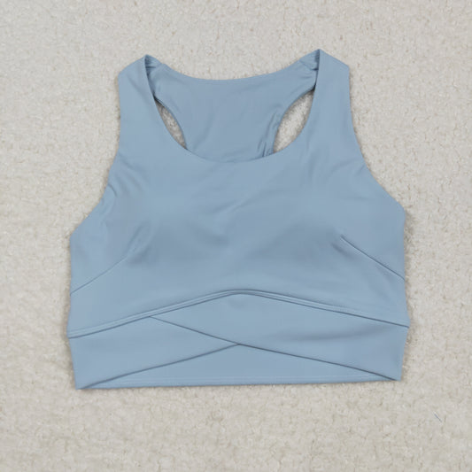 USA Adult Women Sky Blue Sleeveless Yoga Active Vests Top