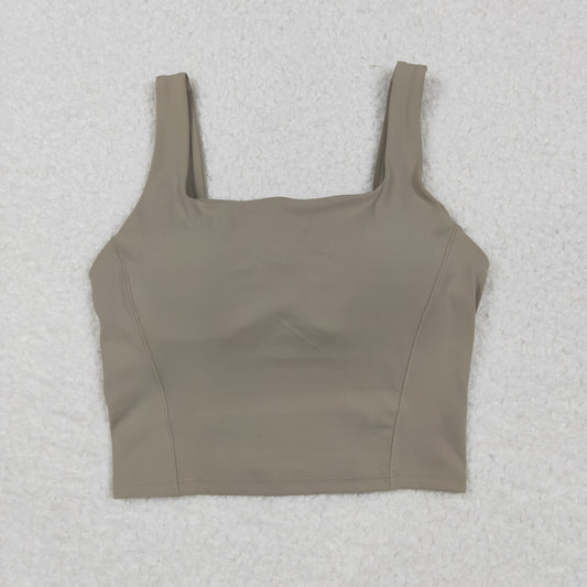 USA Adult Women Olive Strap Yoga Active Vests Top