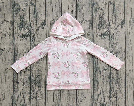Baby Girls Long Sleeves Pink Floral Bows Hoodies Tops