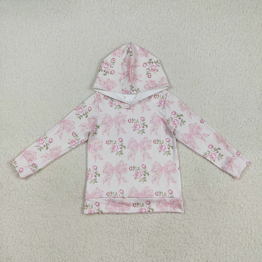 Baby Girls Long Sleeves Pink Floral Bows Hoodies Tops
