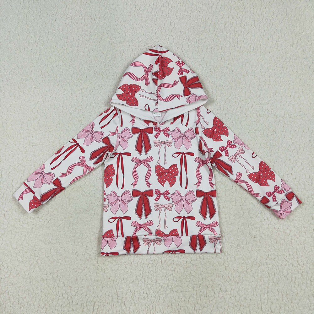 Baby Girls Christmas Pink Bows Plaid Hoodies Tops