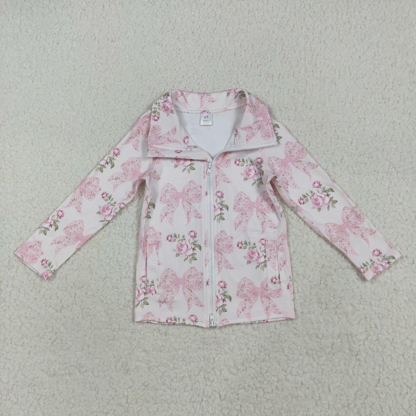 Sibling Baby Girls Long Sleeves Pink Floral Bows Hoodies Pullovers Tops