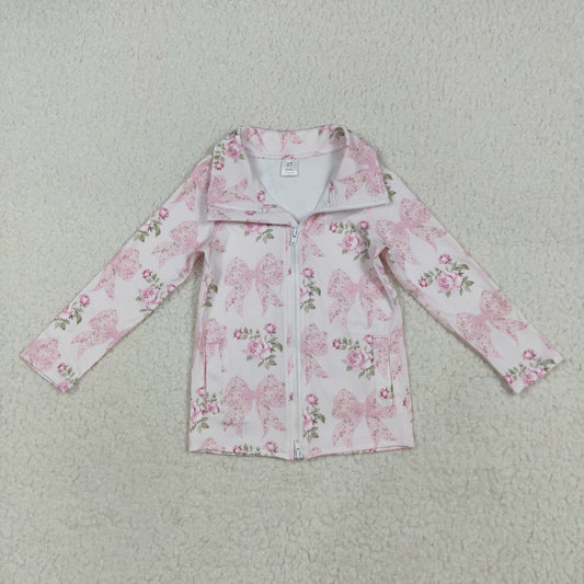 Sibling Baby Girls Long Sleeves Pink Floral Bows Hoodies Pullovers Tops