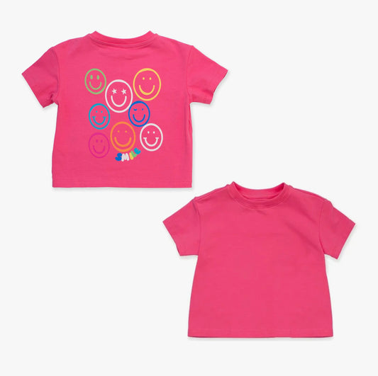 Baby Girls Hot Pink Short Sleeves Smiles Tee Shirts Top Preorder
