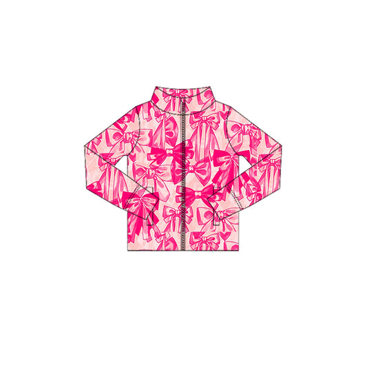 Baby Girls Long Sleeves Pink Bows Zipper Pockets Yoga Jacket Top Preorder