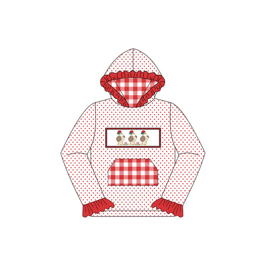 Baby Girls Polka Dots Long Ruffle Sleeves Ducks Pocket Hoodies Top Preorder