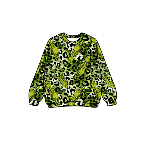 Baby Girls Long Sleeves Green Face Leopard Tee Shirts Top Preorder