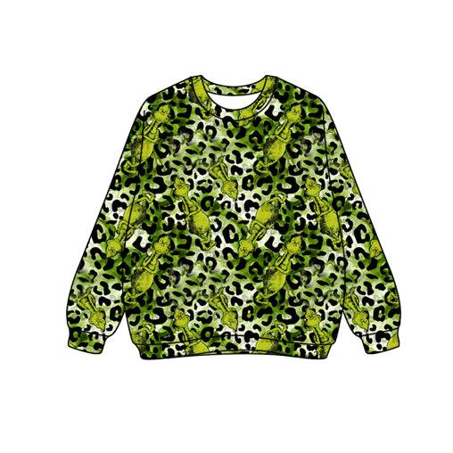 Adult Women Long Sleeves Green Face Leopard Tee Shirts Top Preorder