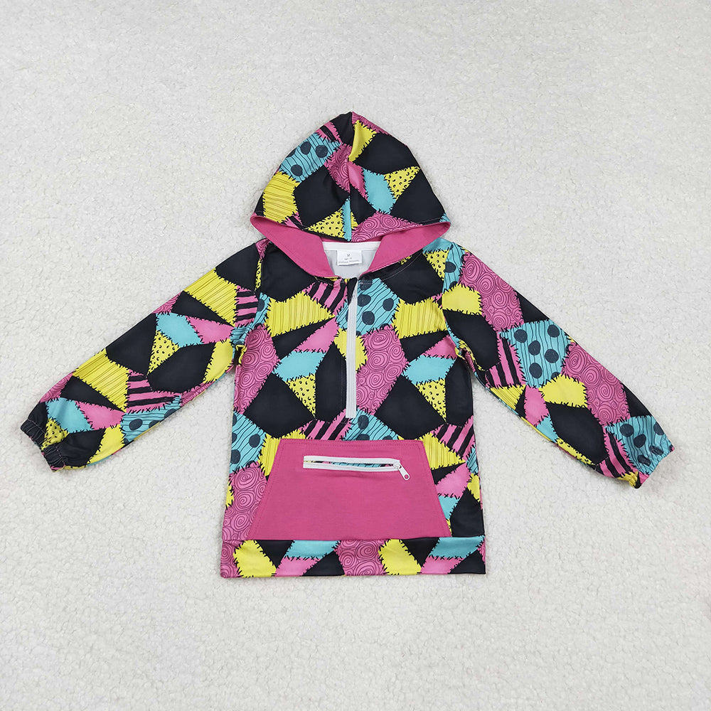 Baby Girls Colorful Aztec Pocket Zipper Halloween Hoodies Top