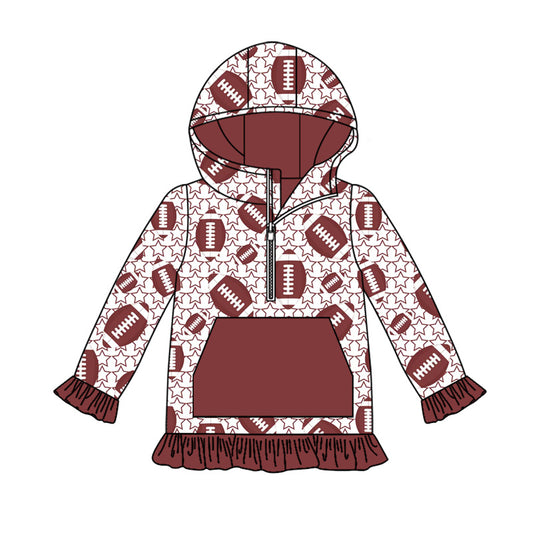 Baby Girls Footballs Stars Plaid Pockets Zipper Team Hoodies Preorder