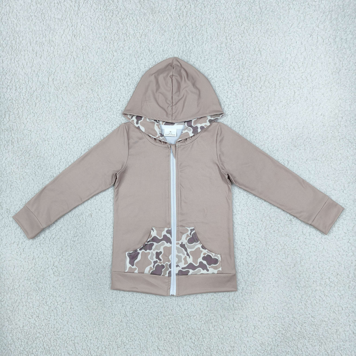 Baby Girls Khaki Camo Deer Pocket Zip Hoodie Jackets Top