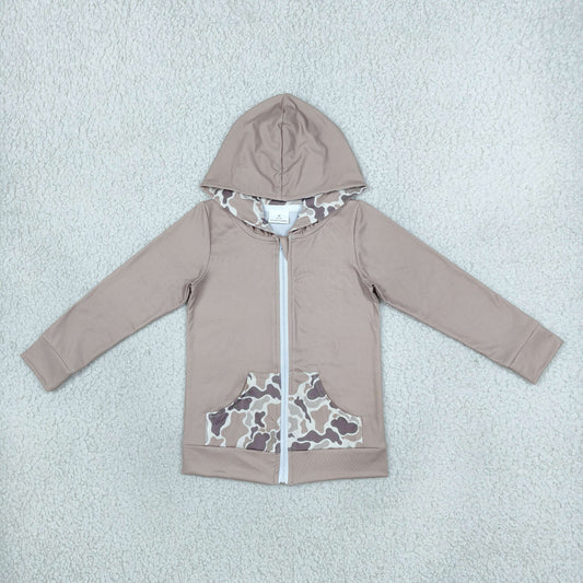 Baby Girls Khaki Camo Deer Pocket Zip Hoodie Jackets Top