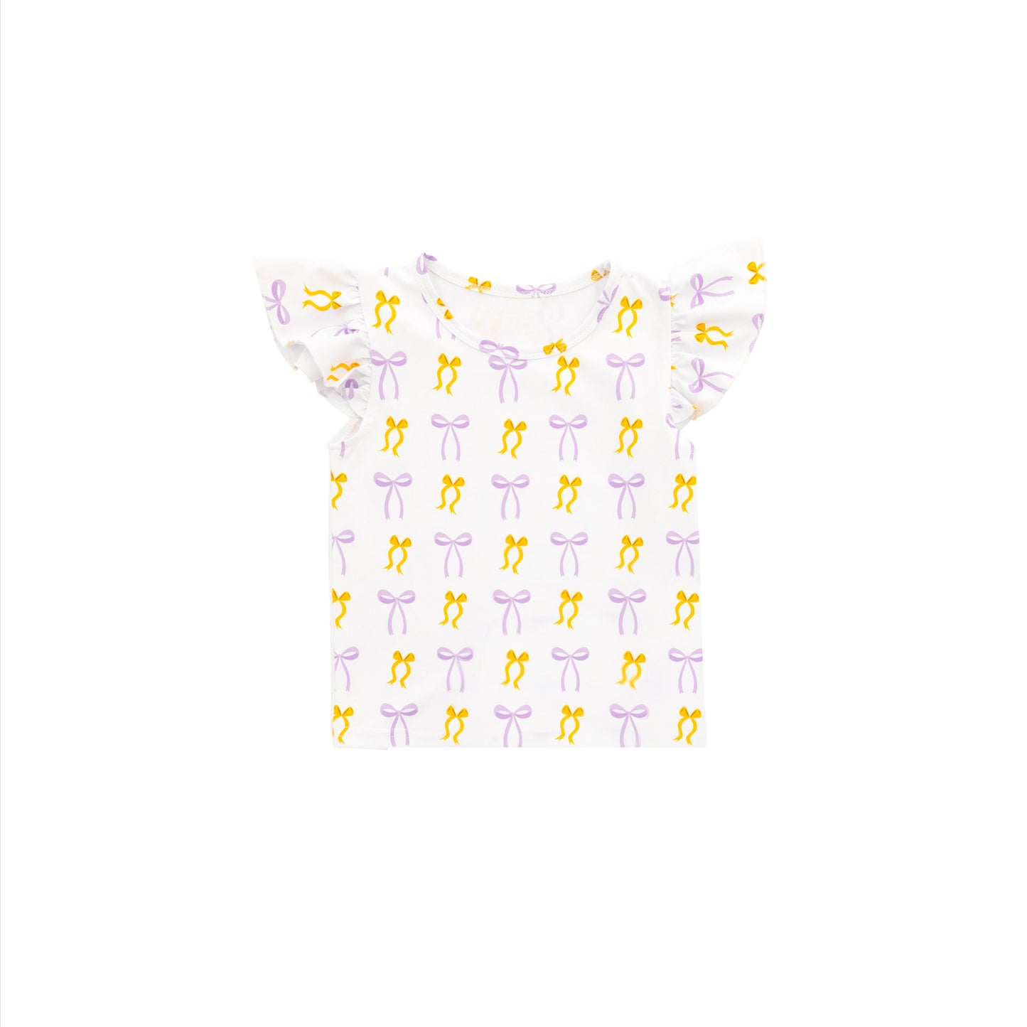 Baby Girls Yellow Lavender Bows Plaid Tee Shirts Top