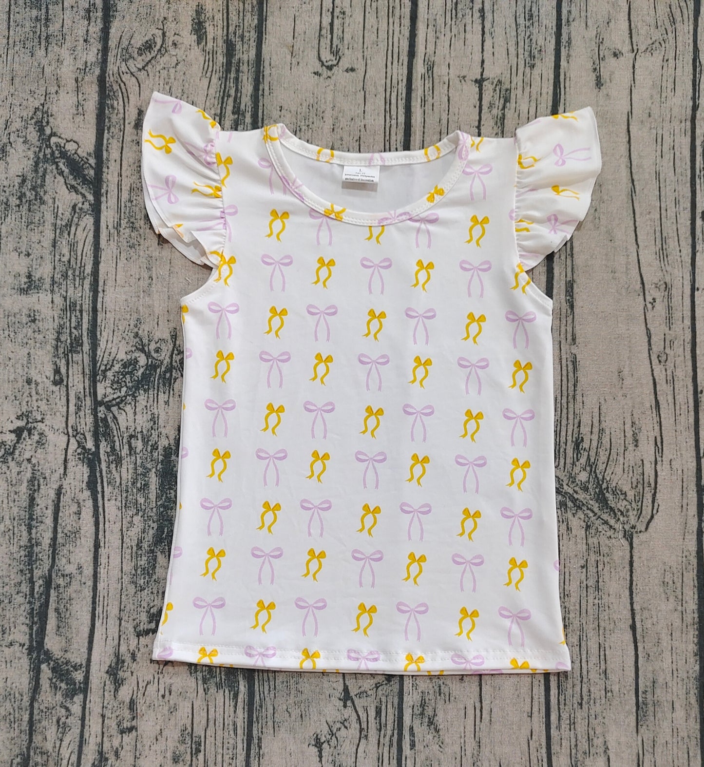Baby Girls Yellow Lavender Bows Plaid Tee Shirts Top