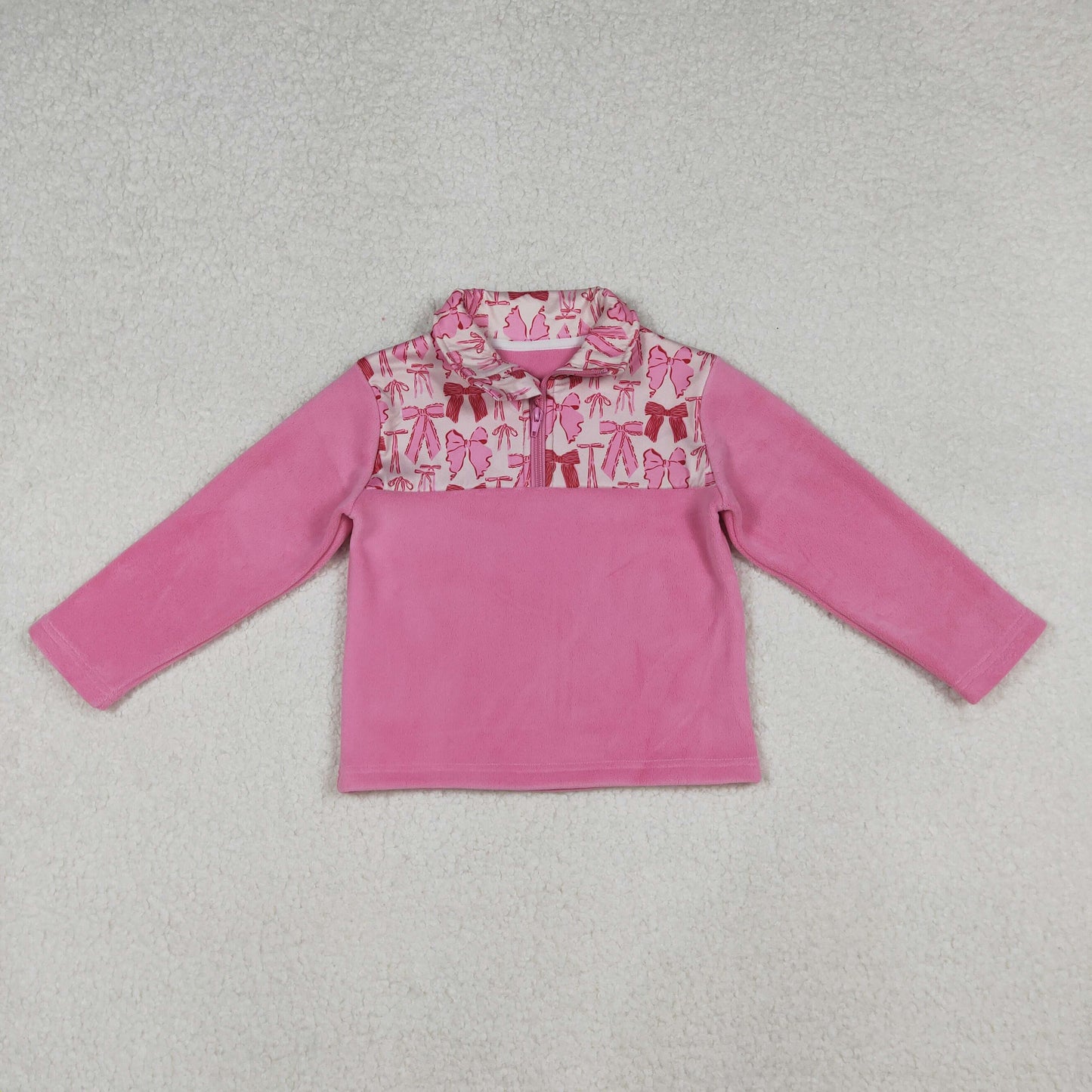 Sibling Baby Girls Pink Bows Plaid Button Pocket Shorts Pajamas Set Zipper Pullovers Top