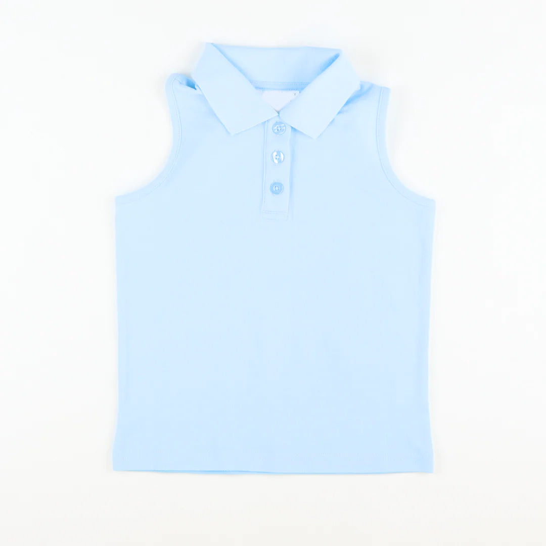 Baby Girls Sleeveless Button Light Blue Yoga Vests Top Preorder