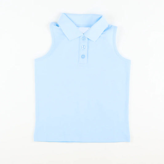 Baby Girls Sleeveless Button Light Blue Yoga Vests Top Preorder
