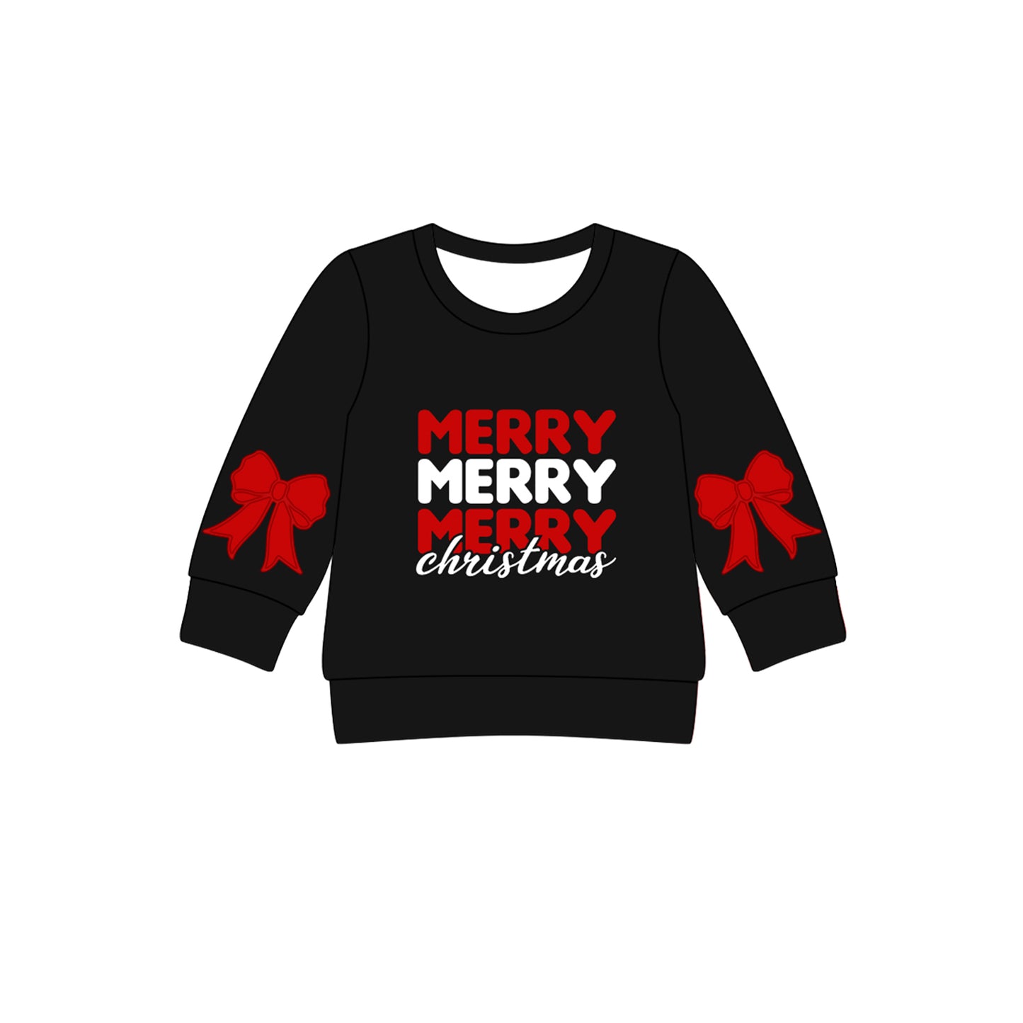 Baby Girls Black Merry Christmas Tee Shirts Top Preorder