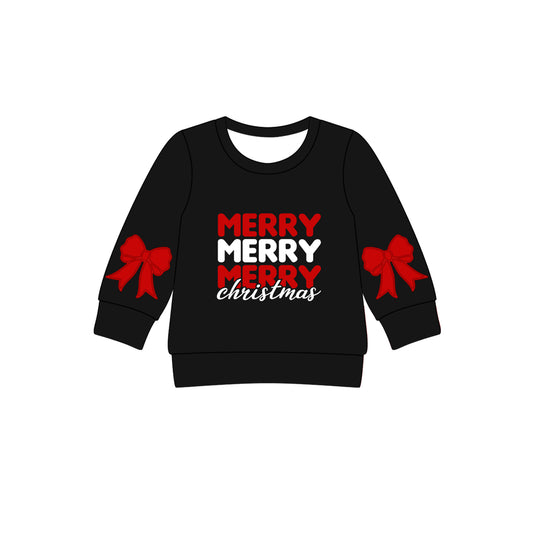 Baby Girls Black Merry Christmas Tee Shirts Top Preorder