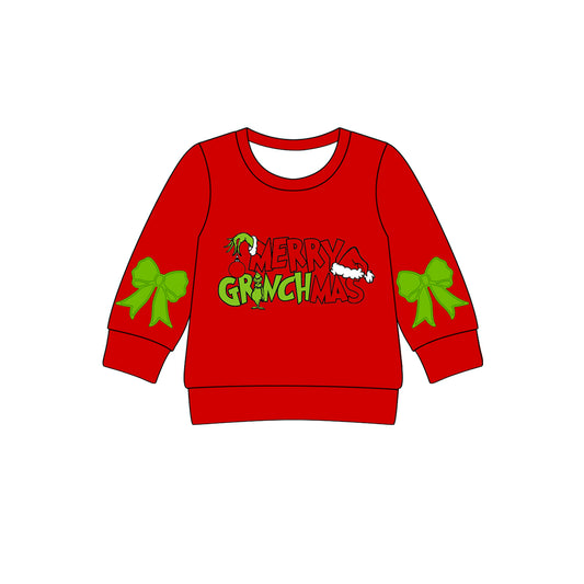 Baby Girls Red Merry Christmas Green Faces Tee Shirts Top Preorder
