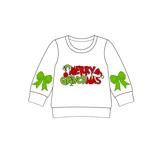 Baby Girls Merry Christmas Green Faces Tee Shirts Top Preorder