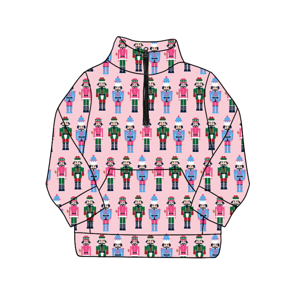 Adult Women Colorful Soldiers Plaid Pocket Zipper Pullover Tops