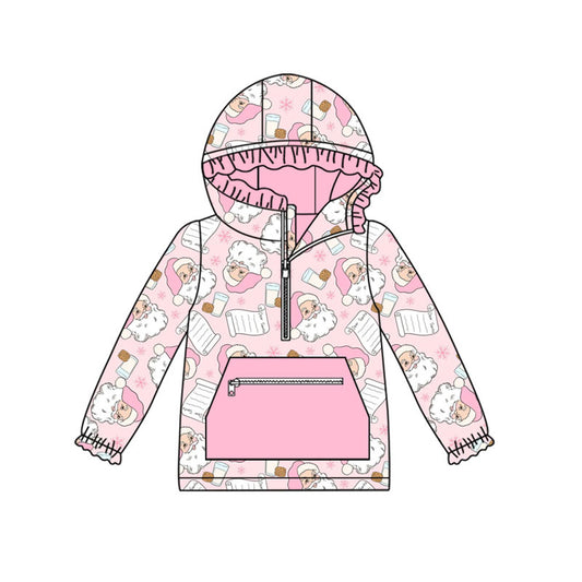 Baby Girls Santa Letter Milks Pocket Zipper Christmas Hoodies Top Preorder