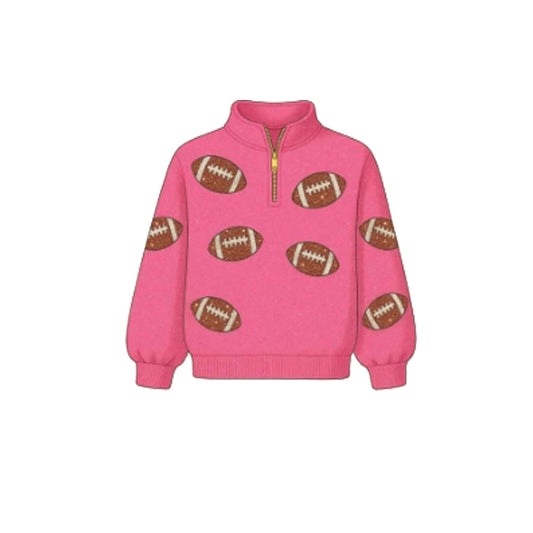 Baby Girls Pink Long Sleeve Footballs Team Yoga Zipper Pullovers Top Preorder