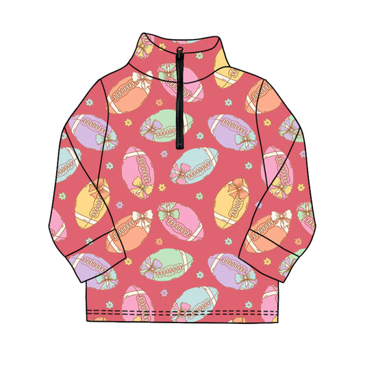 Baby Girls Long Sleeve Colorful Flower Footballs Team Yoga Zipper Pullovers Top Preorder
