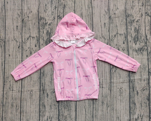 Baby Girls Pink Bows Pocket Zipper Ruffle Hoodies Jackets Top Preorder