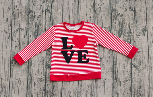 Baby Girls Red Stripe Love Heart Valentine Tee Shirts Top
