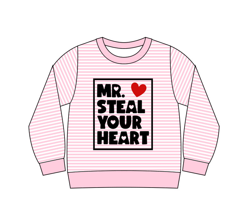 Baby Girls Long Sleeve Pink Stripe Heart Valentine Tee Shirts Top Preorder