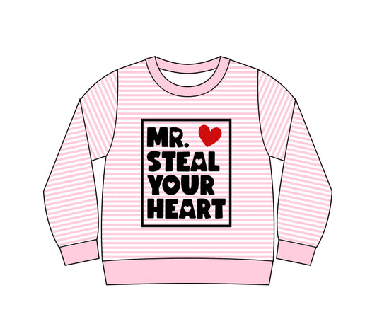 Baby Girls Long Sleeve Pink Stripe Heart Valentine Tee Shirts Top Preorder