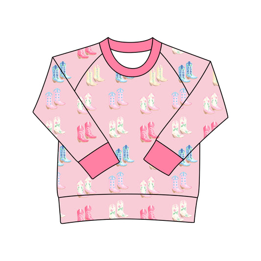 Baby Girls Pink Long Sleeve Boots Tee Shirts Top Preorder