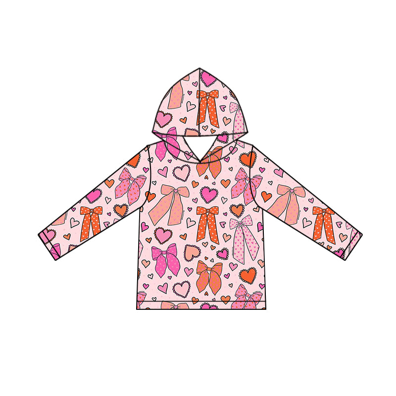 Baby Girls Long Sleeve Pink Bows Hearts Valentine Hoodies Top Preorder